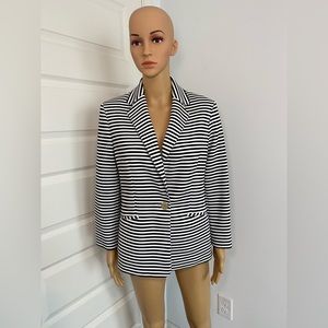 Anne Klein Womens Blazer - Black and White with Gold Button Detail - Size M